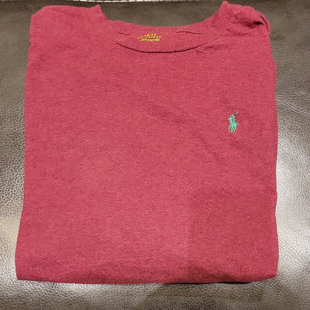Ralph Lauren Maroon Long Sleeve T-Shirt with Green Logo